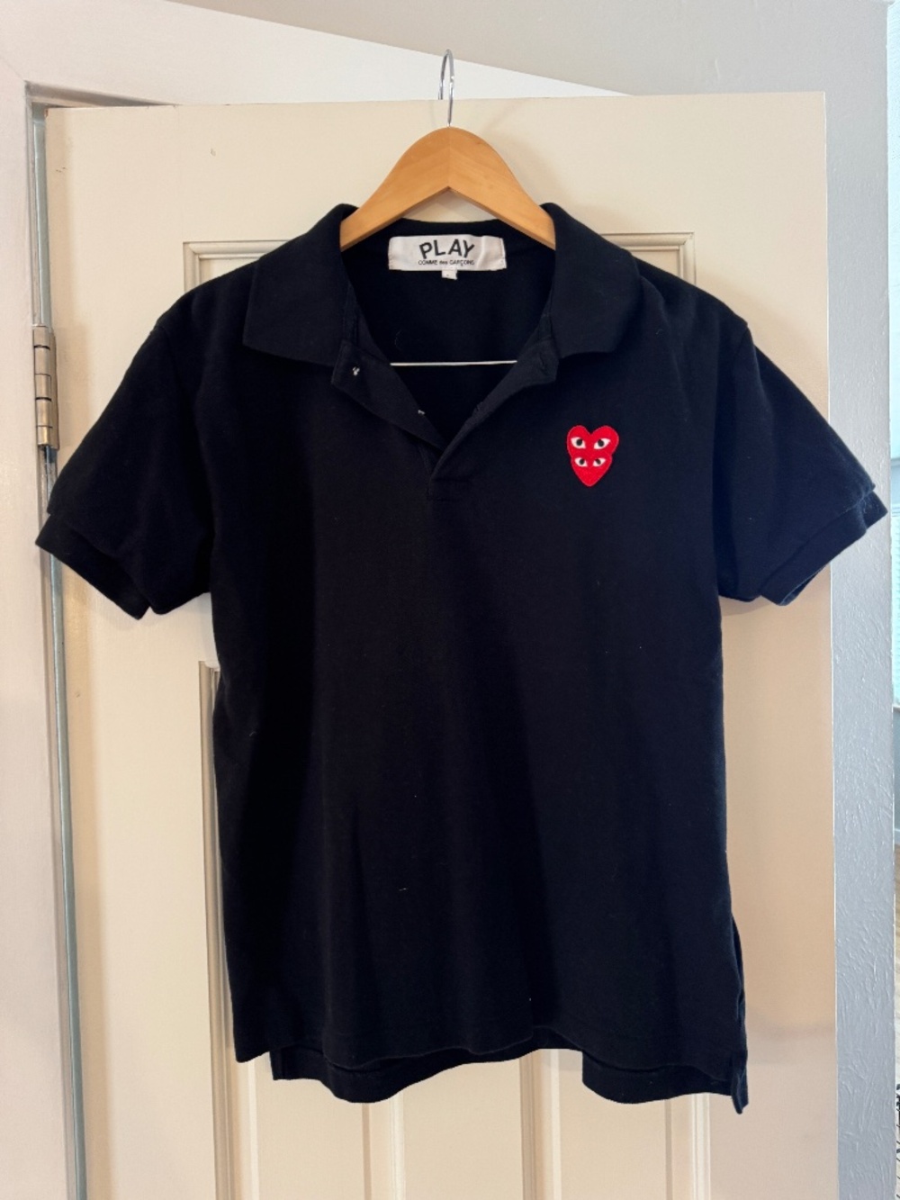 PLAY Comme des Garçons Double Heart Polo Shirt Black Men's L Made Japan